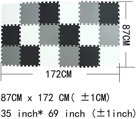 XMTMMD Soft Non-Toxic Foam Baby Play Mat | Toddler Playmat | EVA Foam Interlocking Tiles for Gym, Nursery, Playroom | 18 Squares Foam Floor Mats for Kids & Babies | Black Jigsaw Puzzle Play Mat