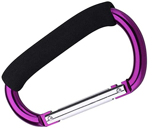 Stroller Hooks by Baby,2 pcs Carabiner Stroller Hook Organizer for Hanging Purses, Diaper Bag, Shopping Bags. Clip Fits Single/Twin Travel Systems, Car Seats and Joggers (Purple)