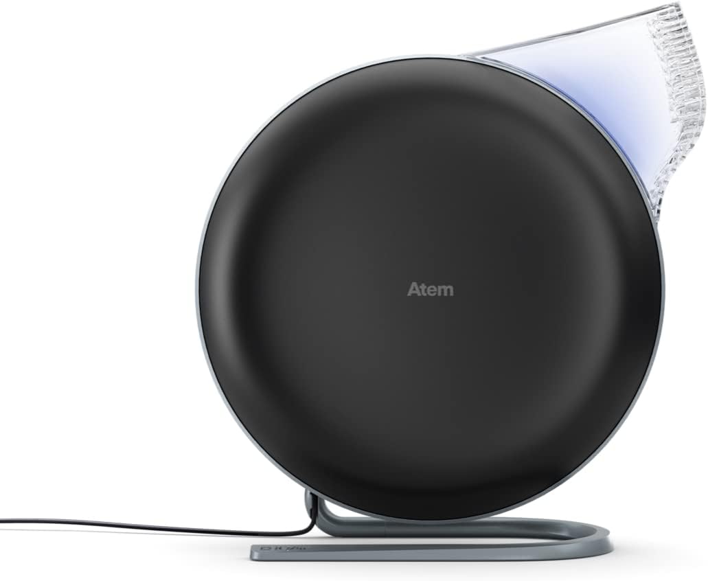 IQAir Atem Desk Air Purifier for Home, Office, Desktop, Small Room up to 150 sq ft, HyperHEPA Filter for Bacteria, Viruses, Allergens, Pets, Asthma, Pollen, Dust, Swiss Design, Made in Germany, Black