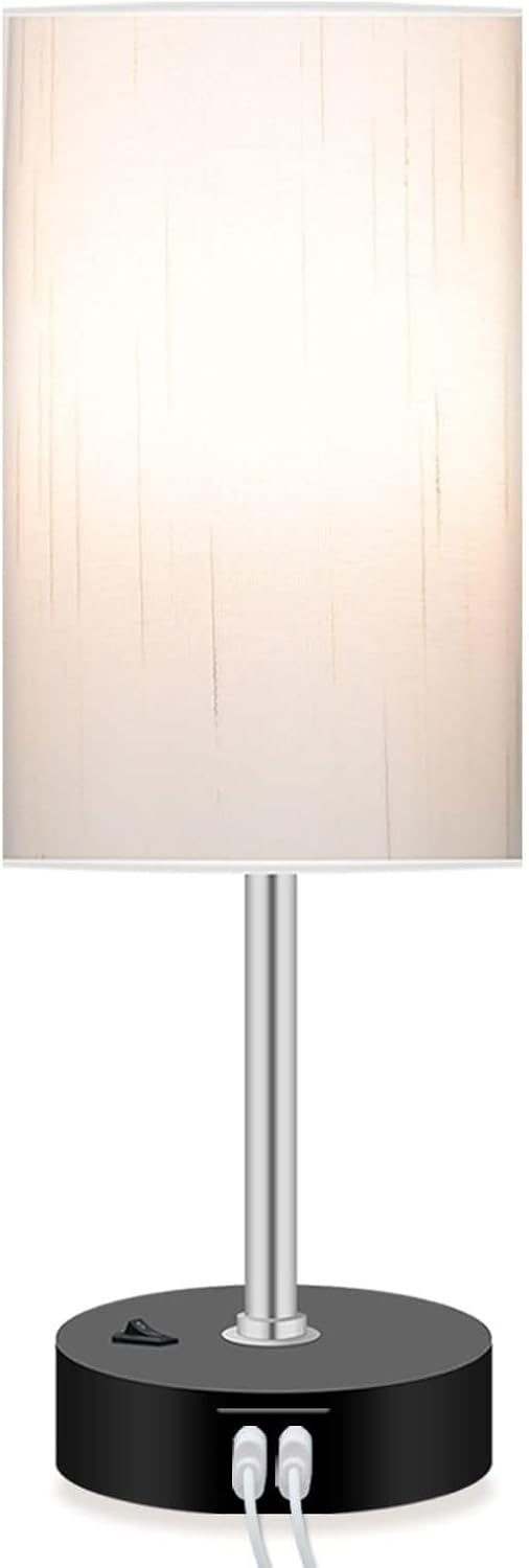 Bedroom Lamp with Smart RGB LED Bulb, Multicolor Changing Table Lamp for Bedroom with 2 USB Port, Dimmable Bedside Lamp Work with Alexa, Smart Nightstand Light for Living Room Sync with Music(2.4GHz)