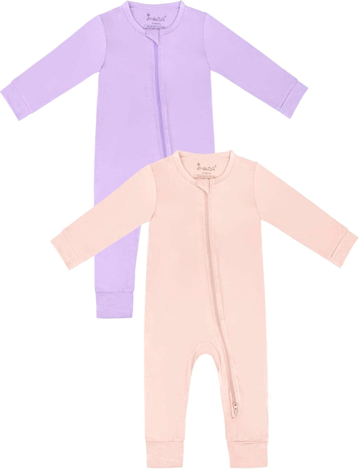 Jimonda Baby Romper Boys Girls Bamboo Pajamas 2-Way Zipper Footless Unisex Long Sleeve Sleepers Sleep and Play 0-24 Months