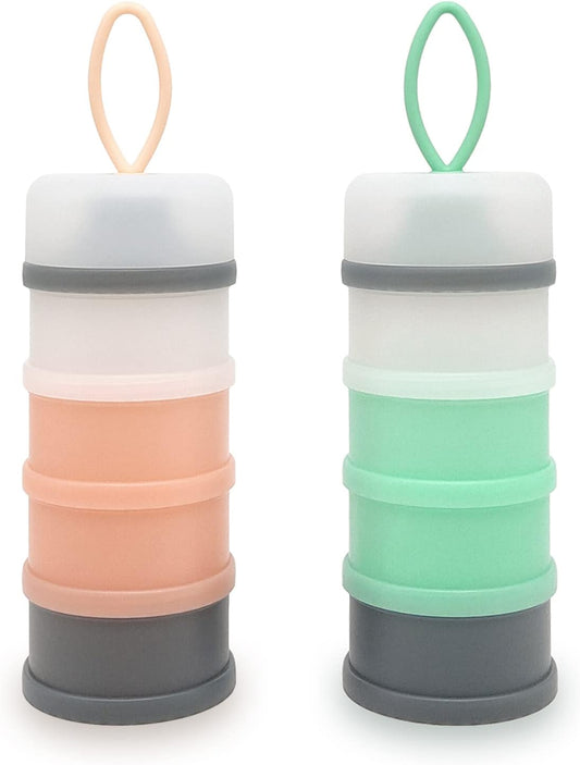 Baby Formula Dispenser, Portable Milk Powder Dispenser Container, Baby Feeding Travel Storage Container, formula mixer, formula holder, BPA Free, 4 Compartments, 2 Packs, dispensador de fórmula