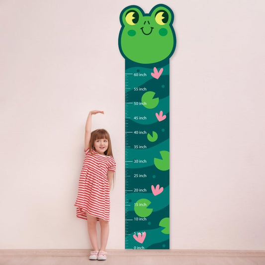 Kids Height Chart, Frog Theme Wall Sticker, Animal Wall Decal, Nursery Wall Art Sticker, Kids Room Growth Chart Wall Mural for Children