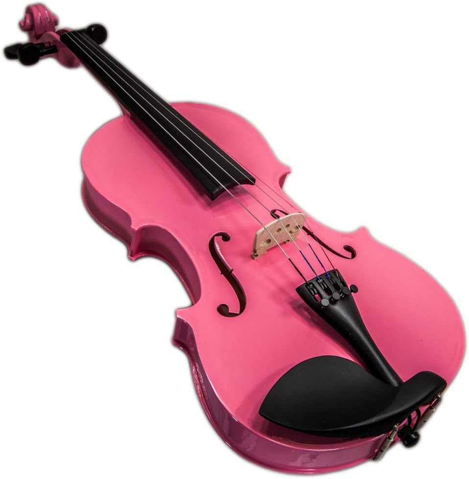 Sky Full Size VN202 Pink Violin with Brazilwood Bow and Lightweight Case