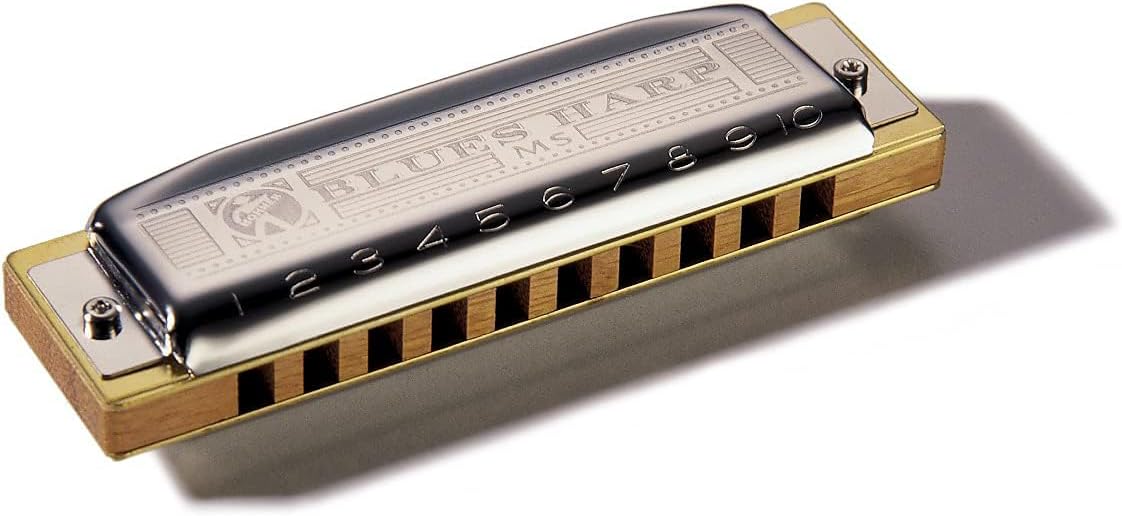 Hohner Harmonica 532 Blues Harp MS - Key of F Bundle with Zip Case, Harmonica Beginner Manual, and Austin Bazaar Polishing Cloth