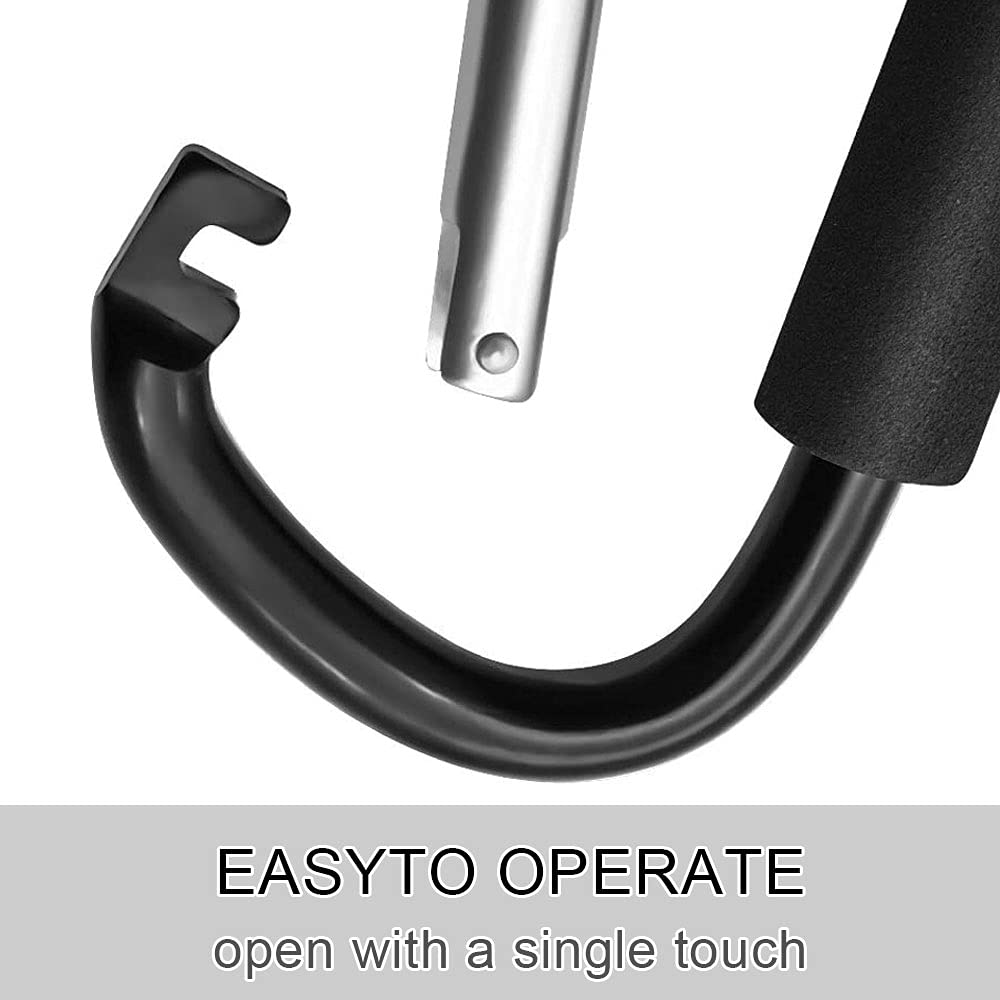 Large Carabiner Clip Stroller Hooks: 6.3" D Shape Large Buggy Carabiner Hook - Mommy Hook for Stroller Heavy Duty - Pram Pushchair Stroller Clip - Shopping Accessories Bag Holder Hook
