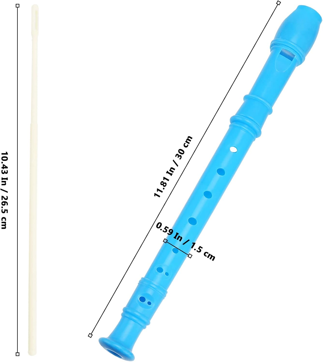 20 Pack 12 Inch Descant Soprano Recorder, 8 Hole Soprano Recorder Recorder Instrument with Cleaning Rod for Beginners, Blue