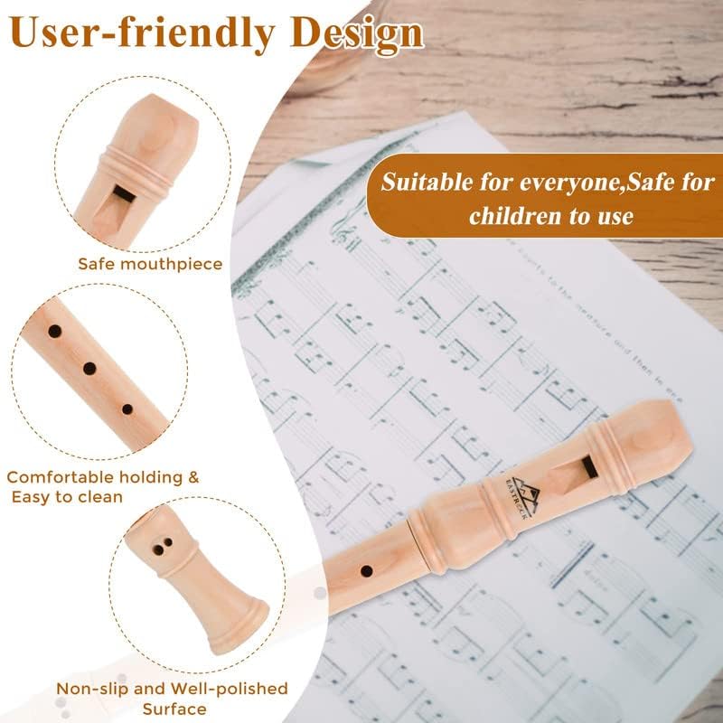 Eastrock Soprano Recorder Baroque fingering C Key Beginners Recorder Instrument for Kids Adults 3 Piece Recorder With Hard Case（Maple Wood）