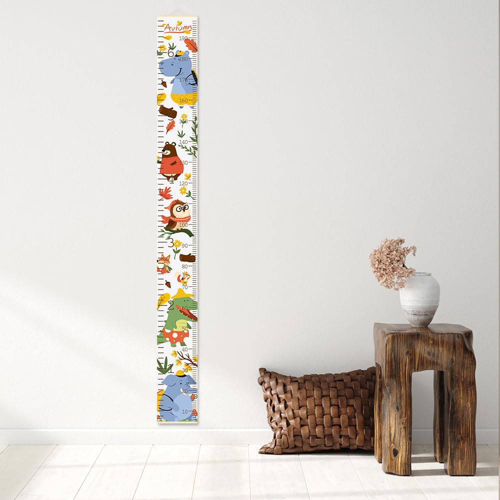 Baby Height Growth Chart Wall Cartoon Animal Wooden Ruler Growth Chart for Kids Height Measurement with Elephant and Crocodile Characters Kids Wall Decor for Playroom Bedroom 79 in X 7.9 in