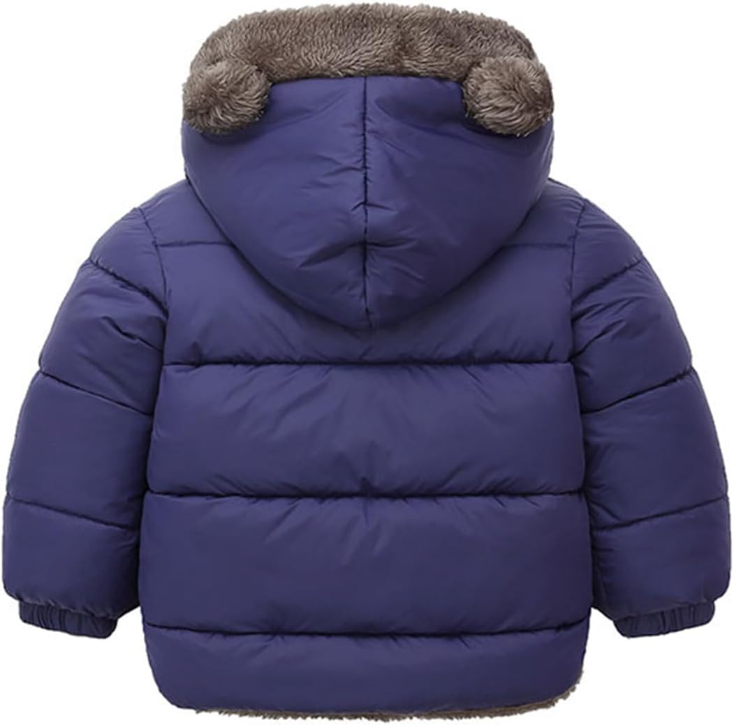 Infant Baby Winter Coat Bear Hooded Jacket Warm Fleece Snowsuit Windproof Outerwear for Toddler Boy Girl 9M-4T