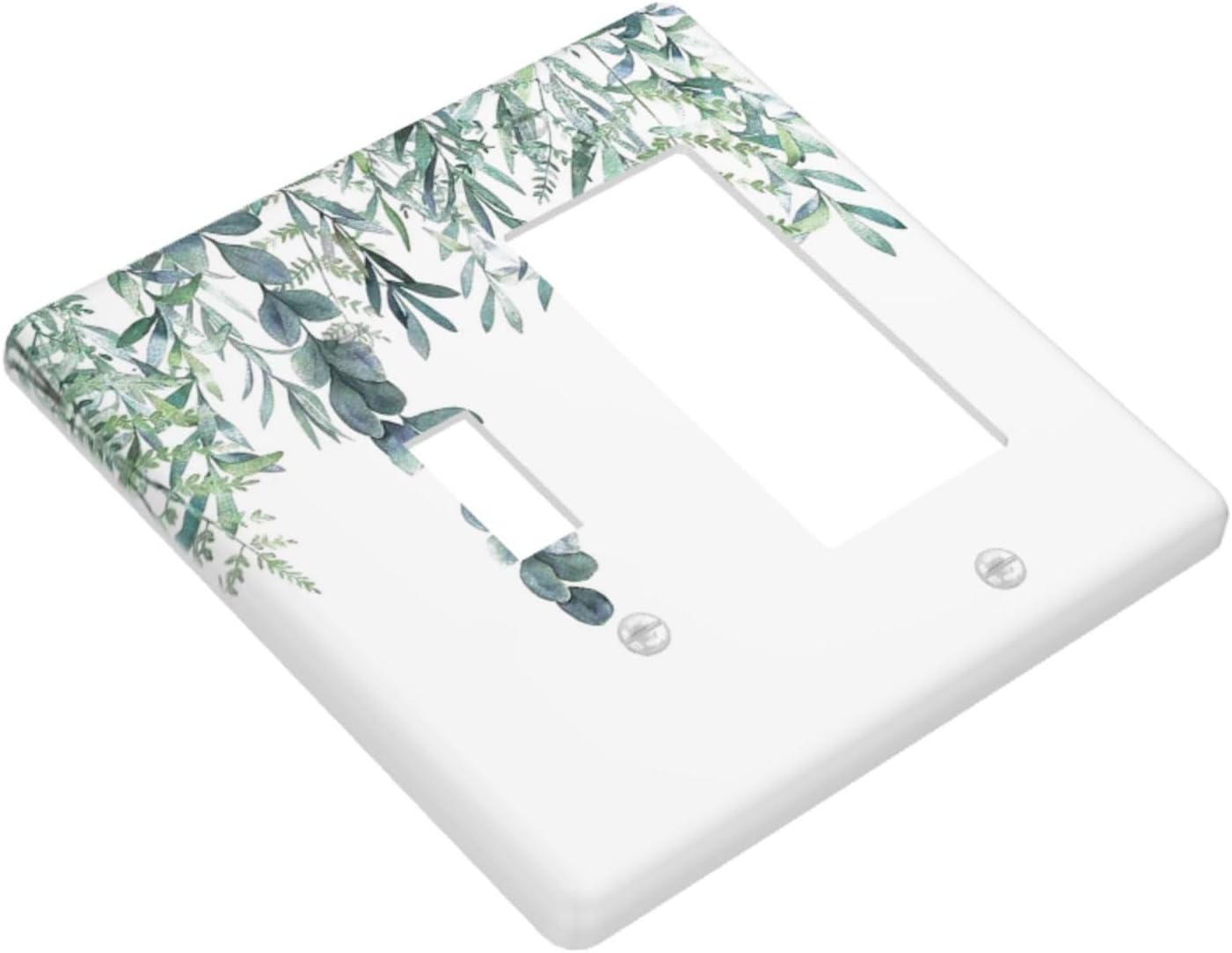 Eucalyptus Leaves Greenery Vine Flowers Simplicity Outlet Covers 1 Toggle 1 Rocker Combination Decorative Wall Plate Electrical Switch Plates Light Switch Cover Plate for Bed Room Living Room Decor