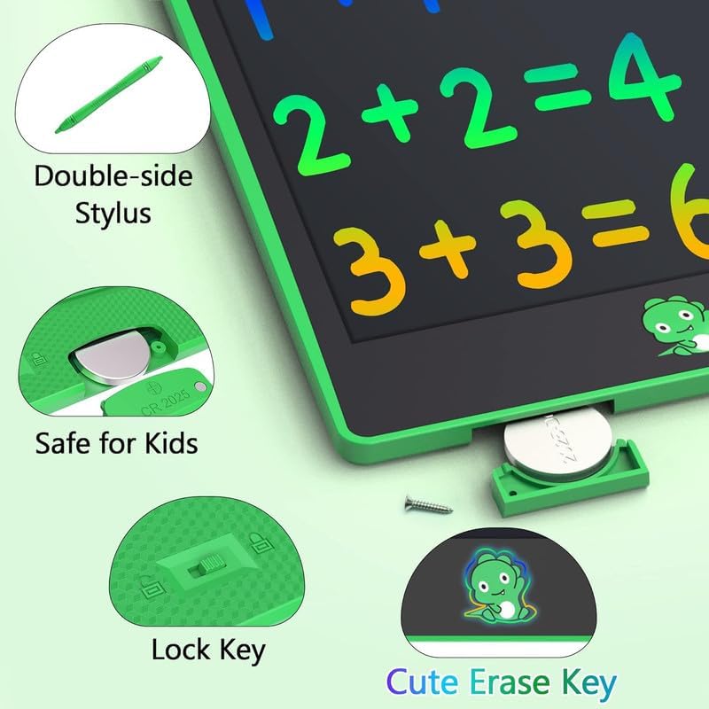 Hockvill LCD Writing Tablet for Kids 8.8 Inch, Toys for Girls Boys Drawing Pad for 3 4 5 6 7 Year Old Kid, Toddler Magnetic Doodle Board Travel Essentials Christmas Birthday Gift for Children (Green)