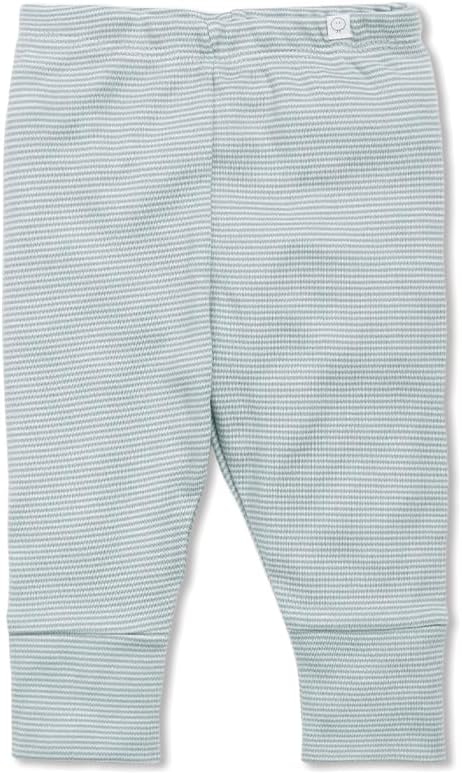 MORI Luxurious Baby Leggings in Blue Stripe, Elastic Waist, Organic, 0-3 Months