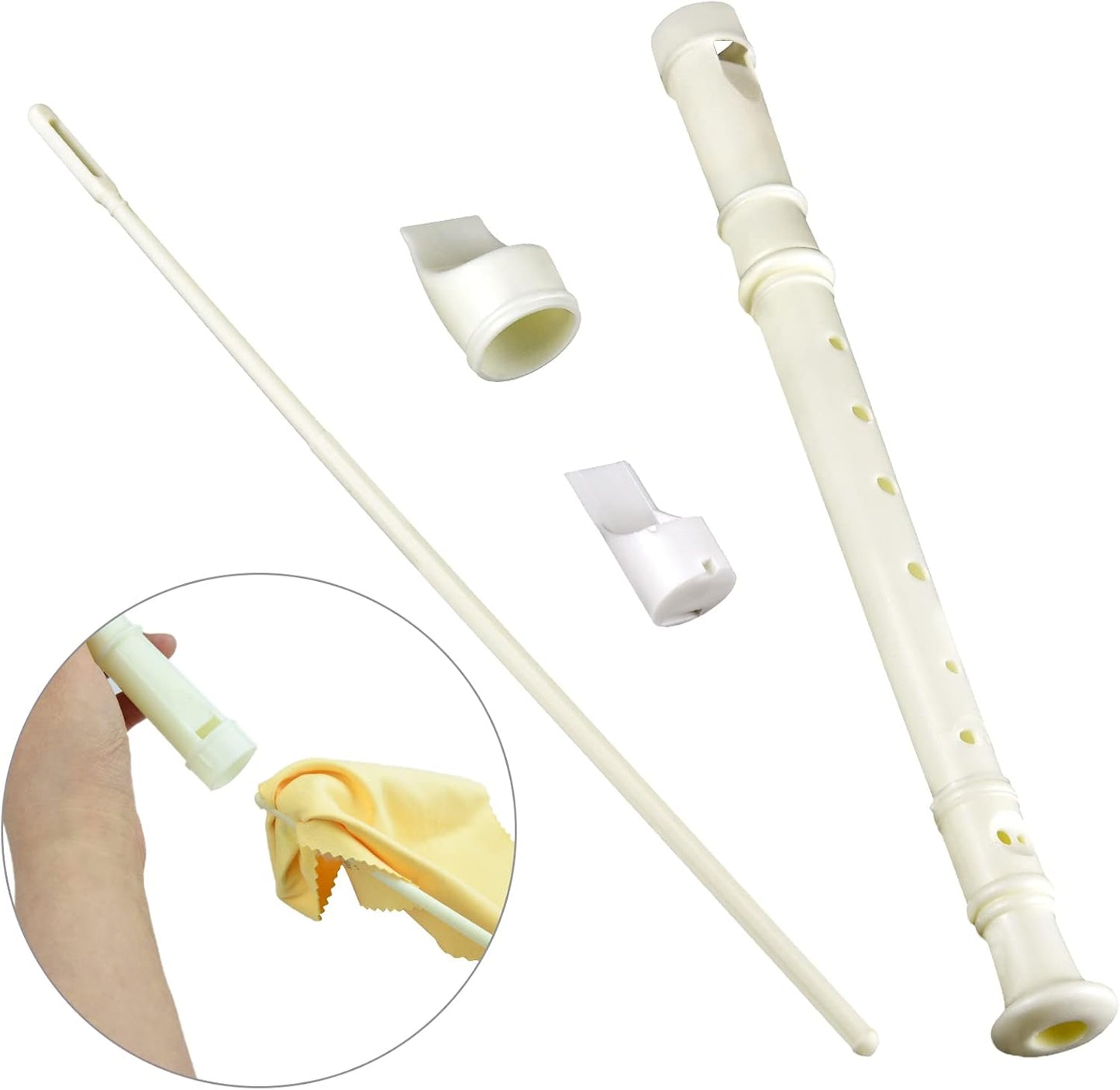 3 Pack 8 Hole Soprano Recorders Descant Flute With Cleaning Rod German Style for Beginner Graduation or Back to School Gift (blue, pink, white)