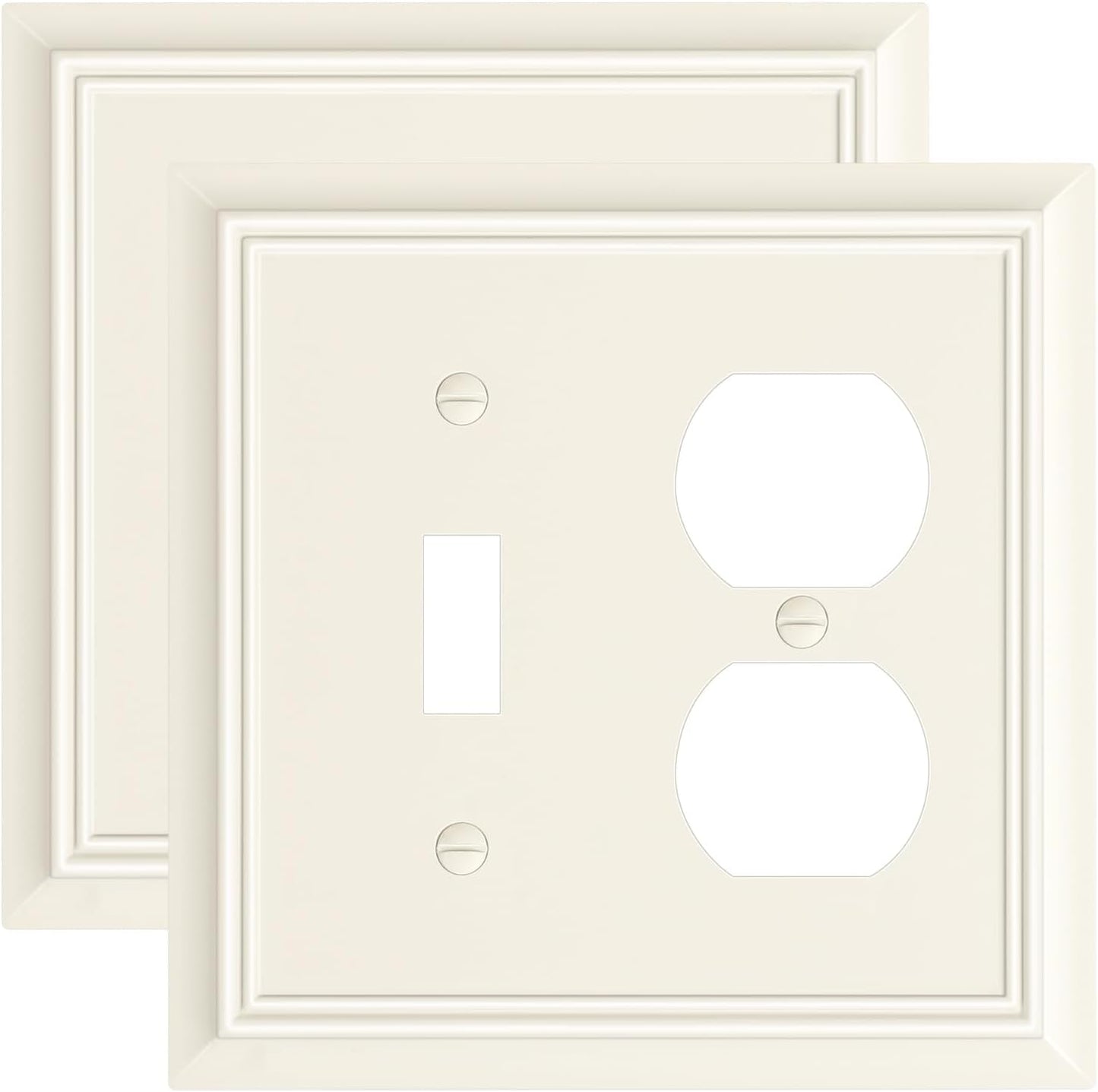 2-Pack Combo Toggle/Duplex Light Switch Cover Plate, Light Almond Outlet Cover Plate, Natural Bamboo Fiber Decorative Wall Receptacle Cover for Electrical Outlets, Light Switch