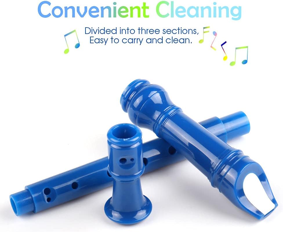 Mr.Power Soprano Recorder German Style C Key 8 Holes Easy Instrument for Beginners School Student Home Entertainment (Blue)