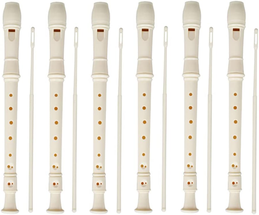 6 Pieces 8 Hole Descant Soprano Recorder for Kids, Plastic Music Recorder Instrument Kid Music Flute with Cleaning Rod