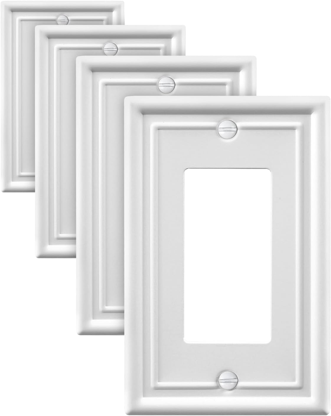 4-Pack Decorator Wall Plate, Off White Outlet Covers, Metal Wall Plate Cover for Receptacle, GFCI Outlet, Dimmer Switch, 3.15''*4.88'', Midsize