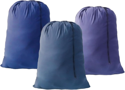 Extra Large Laundry Bag 3 Pack Travel Laundry Bags Dirty Clothes Organizer with Drawstring Closure, 30"x40", for college, dorm and apartment (Blue)
