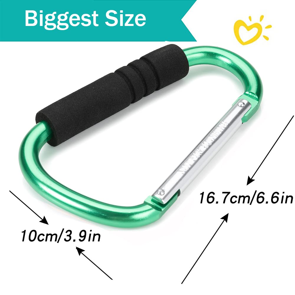 Stroller Hooks by Baby，2 Pack Convenient Organizer Hook Bag Clips to Diaper Bags Green