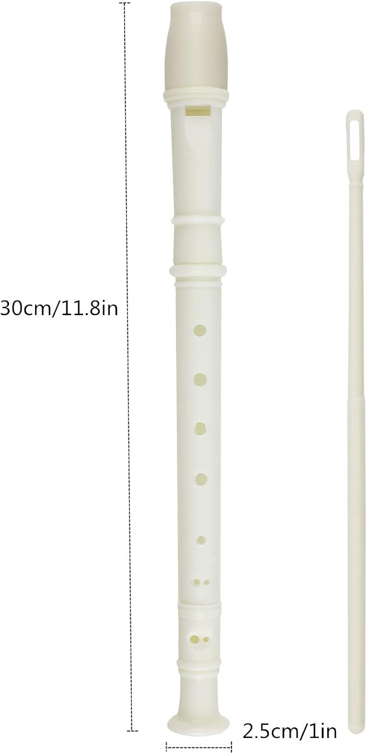 6 PCS 8 Holes Soprano Recorder, Plastic Soprano Recorder Instrument Descant Flute Recorder German Style Soprano Recorder with Cleaning Rod for Kids, Students, Beginners, Class Rewards