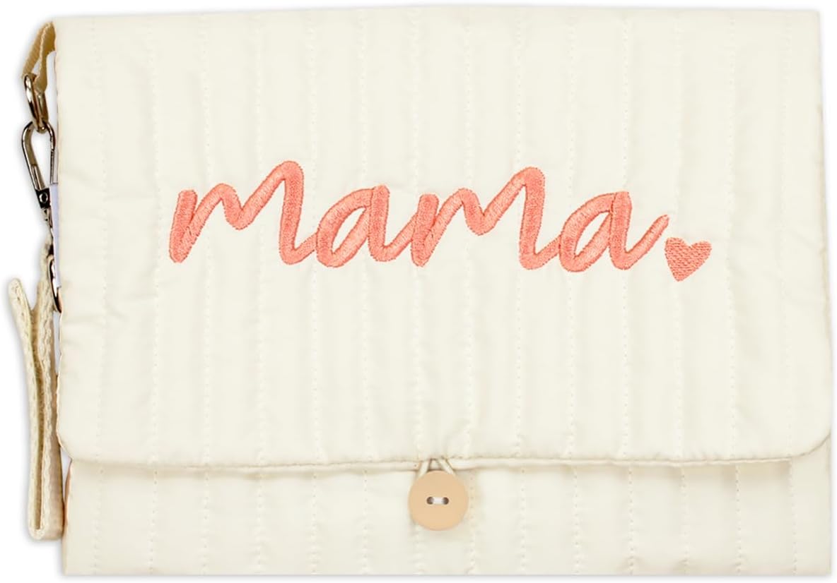 Baby Bag Organizer, Portable Baby Stroller Mini Diaper Bag Handbag Travel Set with, Quilted with Stroller Straps (Mama)