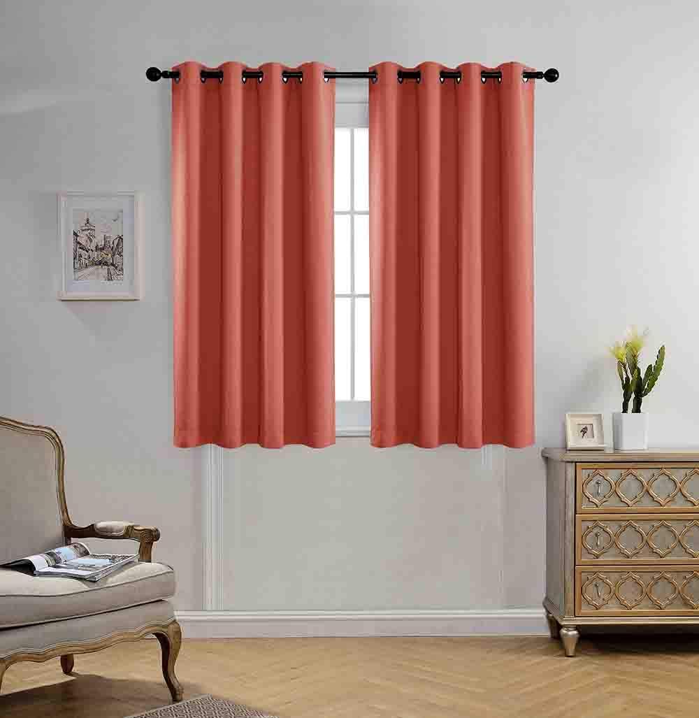 MIUCO Blackout Curtains Room Darkening Curtains Textured Grommet Panels for Living Room 2 Panels 52x63 Inch Long Rust