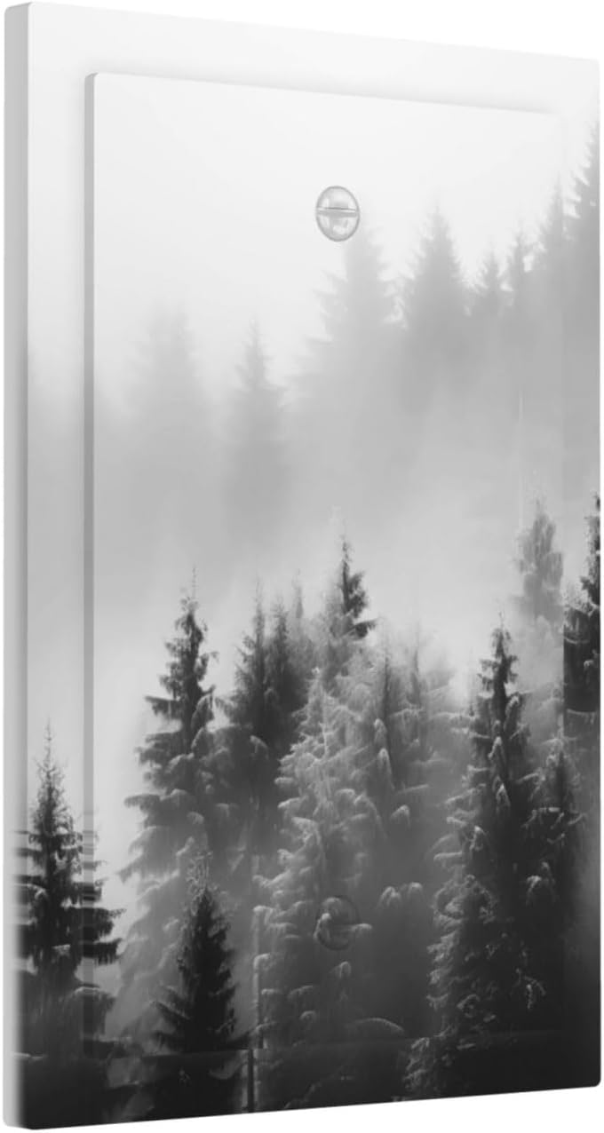 Foggy Forest Natural Scenery Retro Tree Pine Light Switch Cover Plate 1 Gang No Device Blank Electrical Wall Plates Faceplate Decorative Switch Plate for Bed Room Living Room Decor
