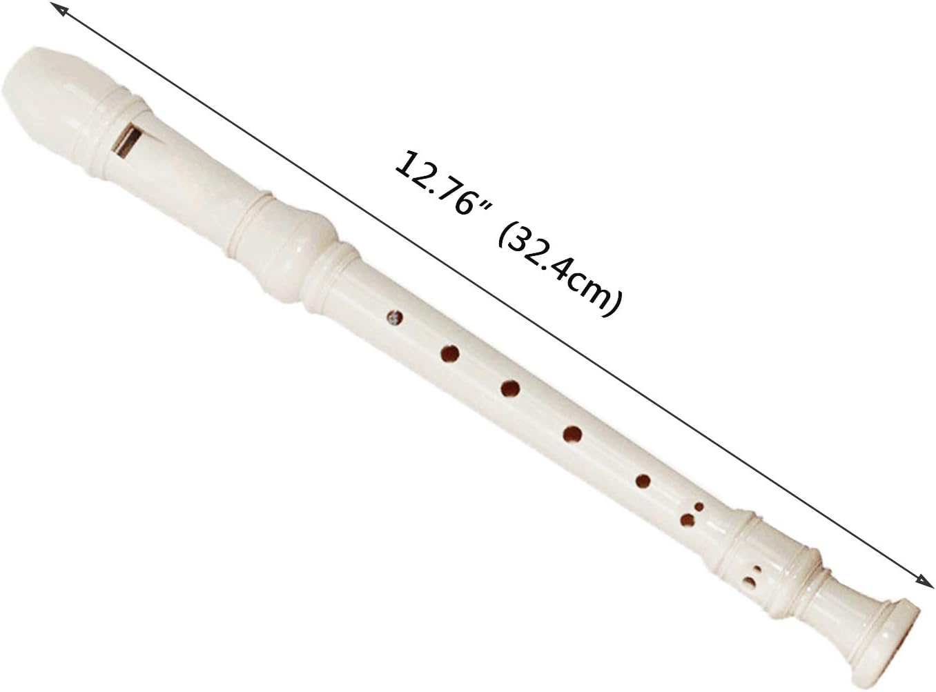 ABS Descant Soprano Recorder Instrument for Kids Adults Beginners，Joint Grease, Fingering Chart And Cleaning Kit，German Style (Ivory White)