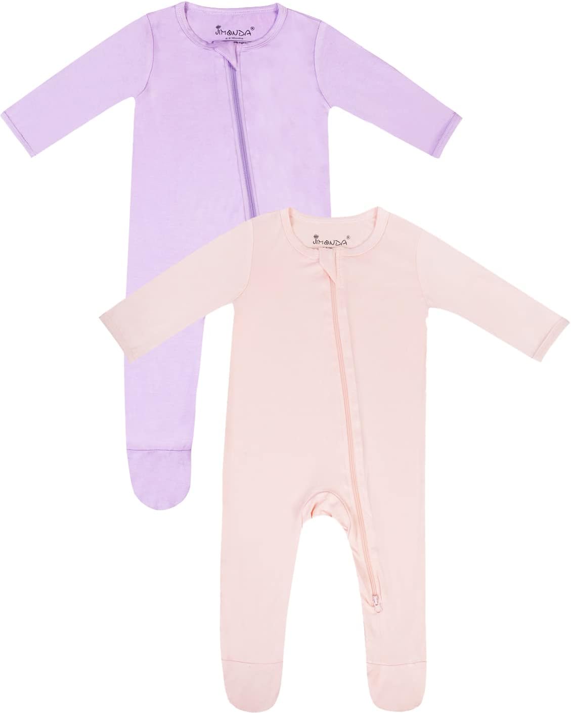 Jimonda Bamboo Baby Pajamas,Unisex Boys Girls One-Piece Footies,Long Sleeve Sleepers 2-Way Zip closure Romper