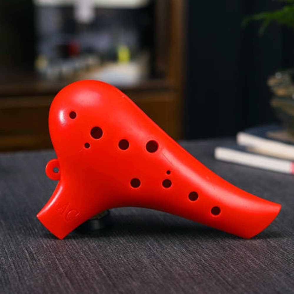 Aestivate Plastic Ocarina Instrument 12 Hole Ocarina Alto C 12-Hole Ocarina Instrument Easy Instrument (Red)