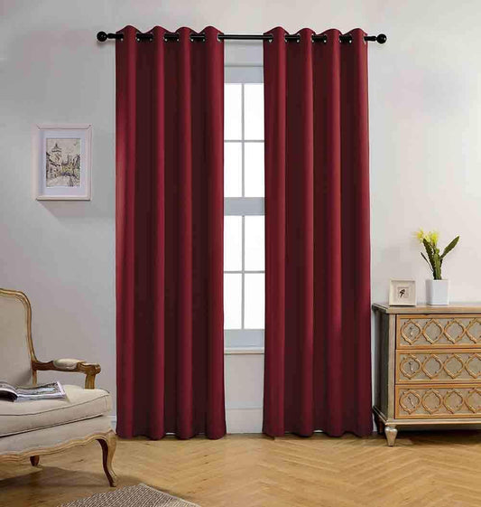 MIUCO Room Darkening Textured Grommet Thermal Insulated Blackout Curtains for Bedroom 2 Panels 52x95 Inch Burgundy