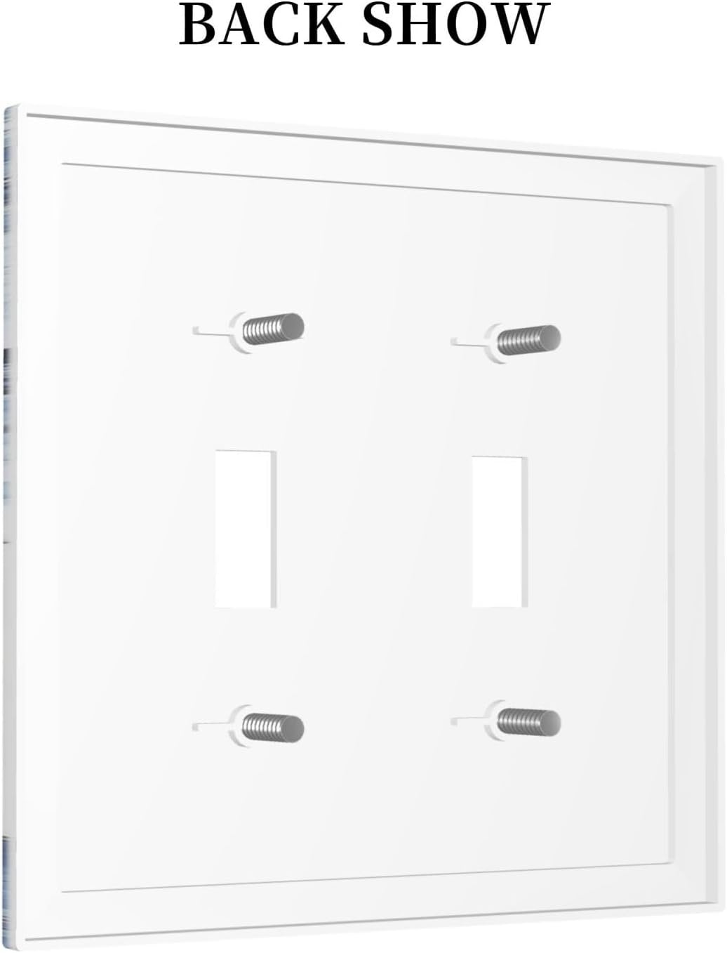 Decorative Switch Plates White Marble Navy Blue Line Fluid 2 Gang Double Toggle Outlet Light Switch Cover Wall Plate Electrical Faceplate For Bathroom Kitchen Decor