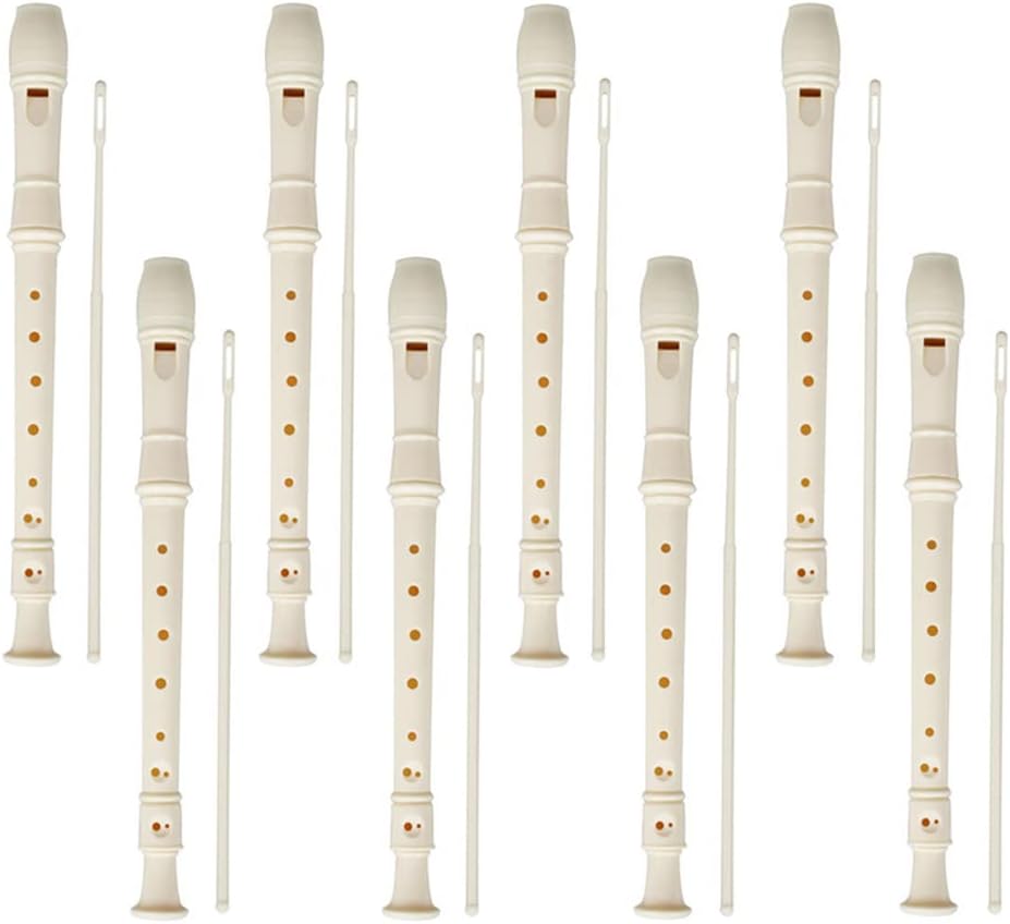 12 Pieces 8 Hole Descant Soprano Recorder for Kids, Plastic Music Recorder Instrument Kid Music Flute with Cleaning Rod