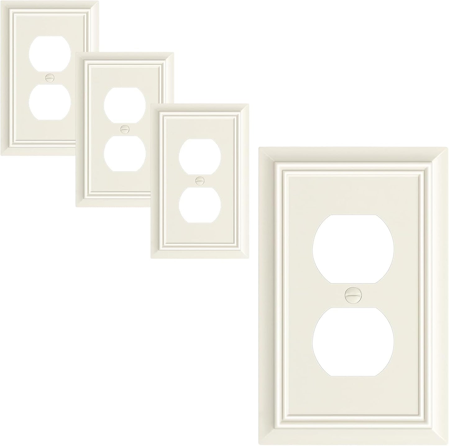 4-Pack Duplex Outlet Cover Plate, Decorative Light Almond Switch Plates and Outlet Covers, Natural Bamboo Fiber Wall Plates for Electrical Outlets, 1 Gang Receptacle Cover, Corrosion Resistant