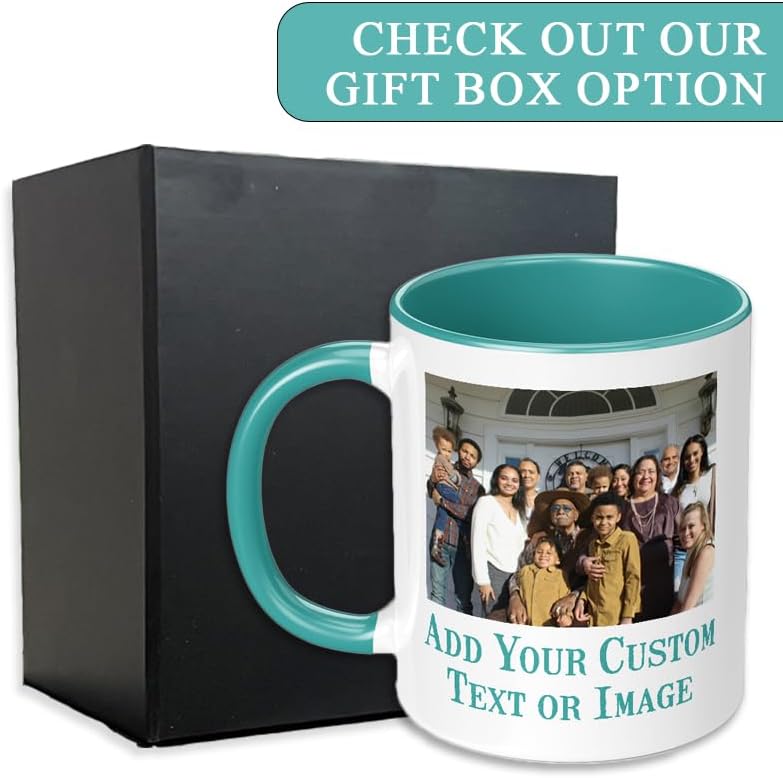 Personalized Mother's Day Coffee Mug, Custom Mum Photo Text 11 Oz Ceramic Mug, Customized Mom Gift Idea Picture Name Cup, Taza Cafe Personalizadas Fotos, Cute Gifts Mom Women Dad Men, Teal