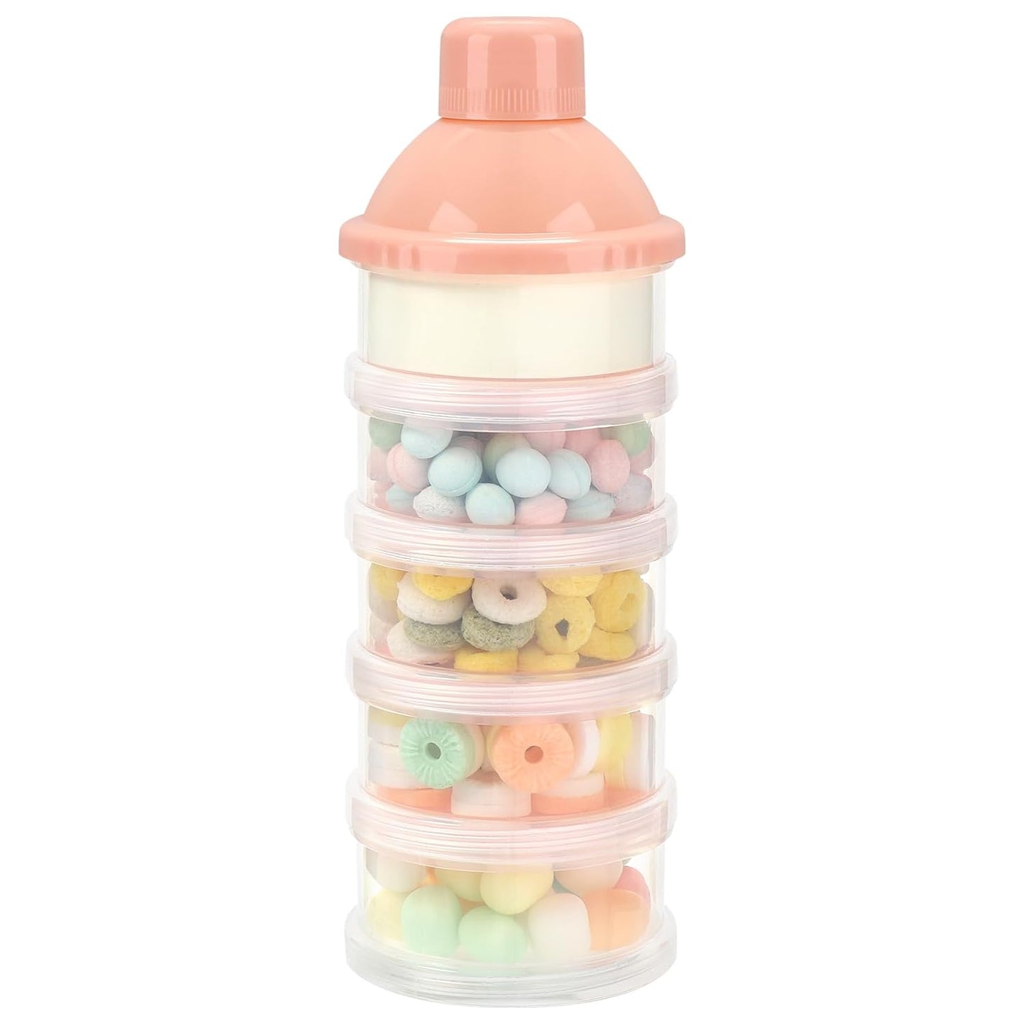 Accmor Formula Dispenser On The Go, 5 Compartments Stackable Formula Container for Travel, Baby Milk Powder Kids Snack Container, BPA Free