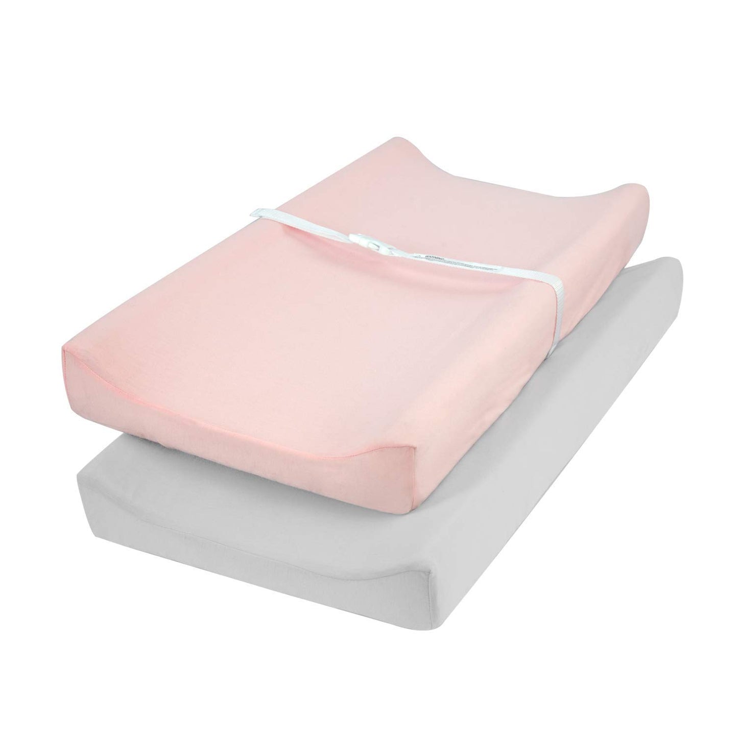 TILLYOU Changing Pad Cover Set in Soft Jersey Material Diaper Changing Table Sheets - Fits 32"/34''x16 Contoured Pad for Babies,Peachy Pink & Lt Gray