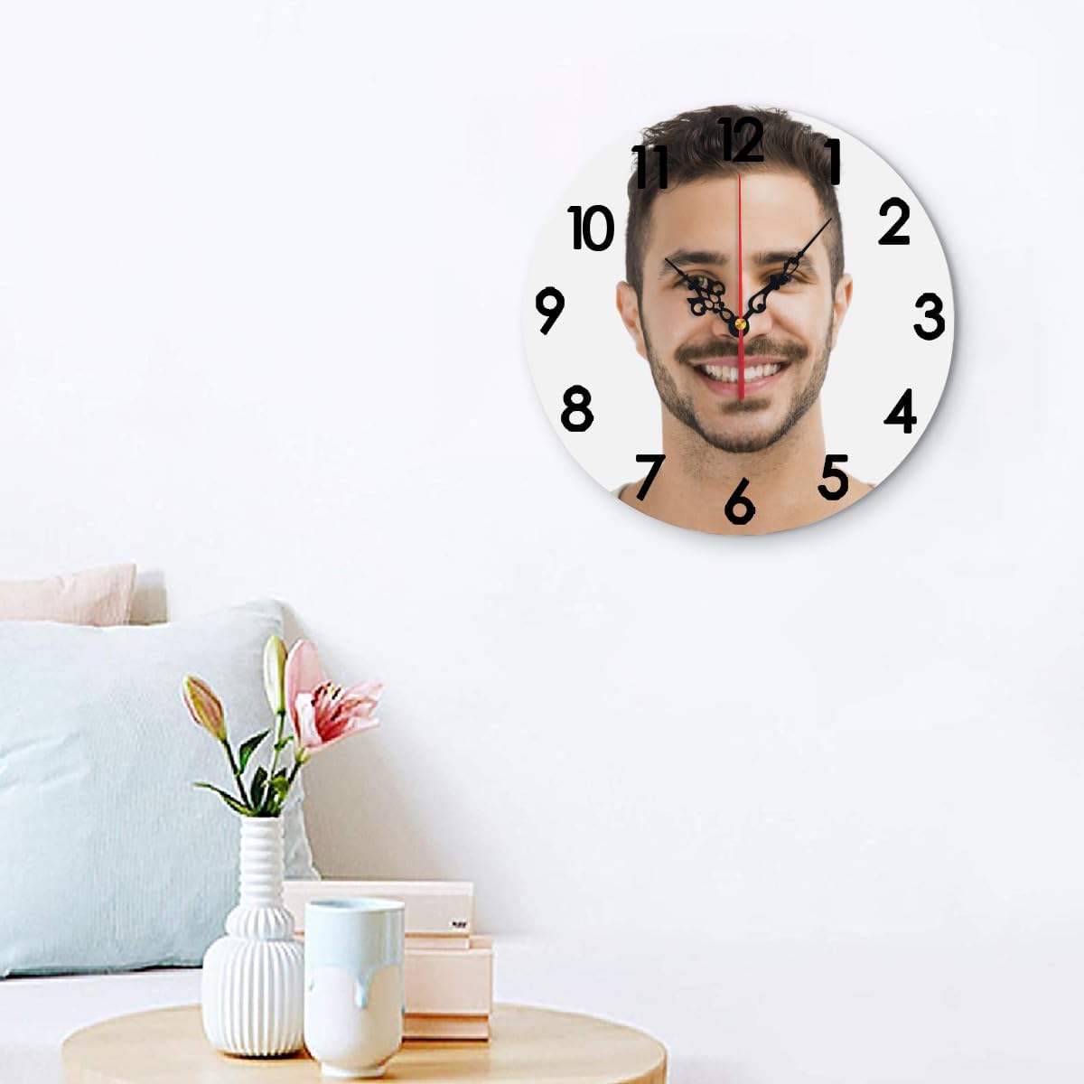Generic Custom Clocks for Walls Personalized Clocks with Photo Text Logo Silent Non Ticking Round Decoration for Kitchen Wedding Friend Family Lover, 12x12Inch