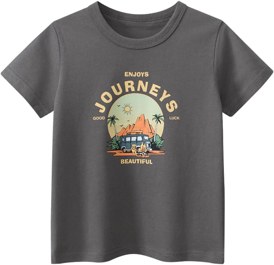 Boys' 4-Pack Excavator Short Sleeve Crewneck T-Shirts Top Tee Size 2-7 Years Toddler Boys' Value Pack Cotton T-Shirt