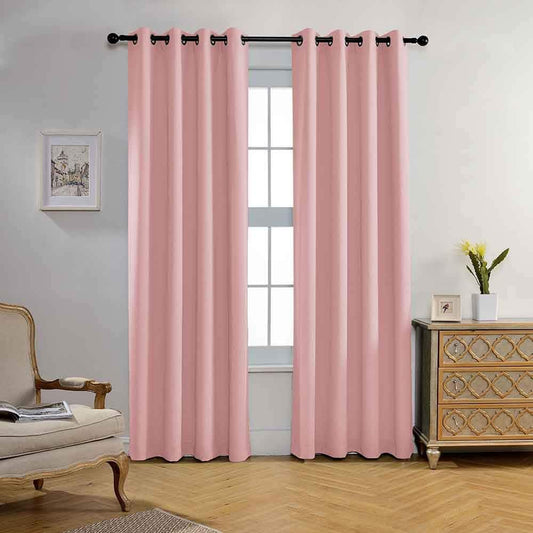 MIUCO Blackout Curtains Room Darkening Curtains Textured Grommet Curtains for Kids Bedroom Set of 2 52x84 Inch Pink