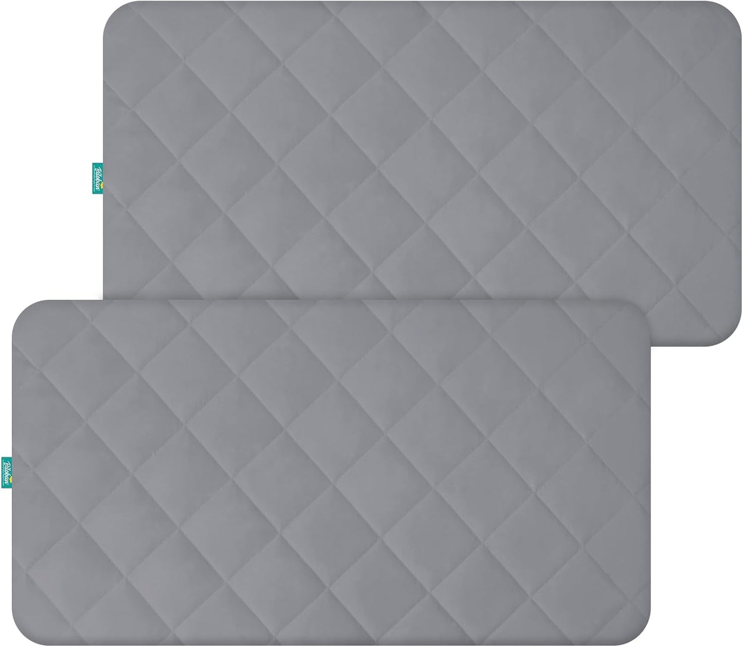 Crib Mattress Protector Waterproof Crib Sheets Fitted 2 Pack Gray Quilted Toddler Mattress Pad Cover 52" x 28" Machine Washable