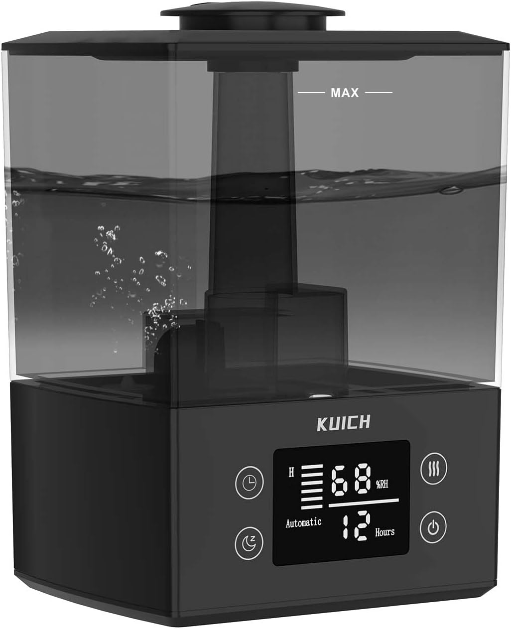 Air Humidifiers for Bedroom and Baby, Home & Plants - KUICH 2.4L Cool Mist Humidifiers for Nursery, 26db Quiet Top Fill Air Humidifier Lasts Up to 30 Hours, Auto Shut-Off, Easy to Fill and Clean,Black