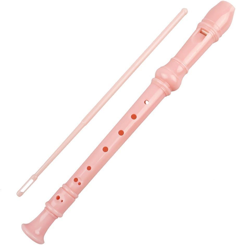 Mr.Power German Style C Key Soprano Recorder 8-Hole 3 Piece Music Musical Instruments for Beginners, Adults with Fingering Chart Cleaning Kit (Pink)