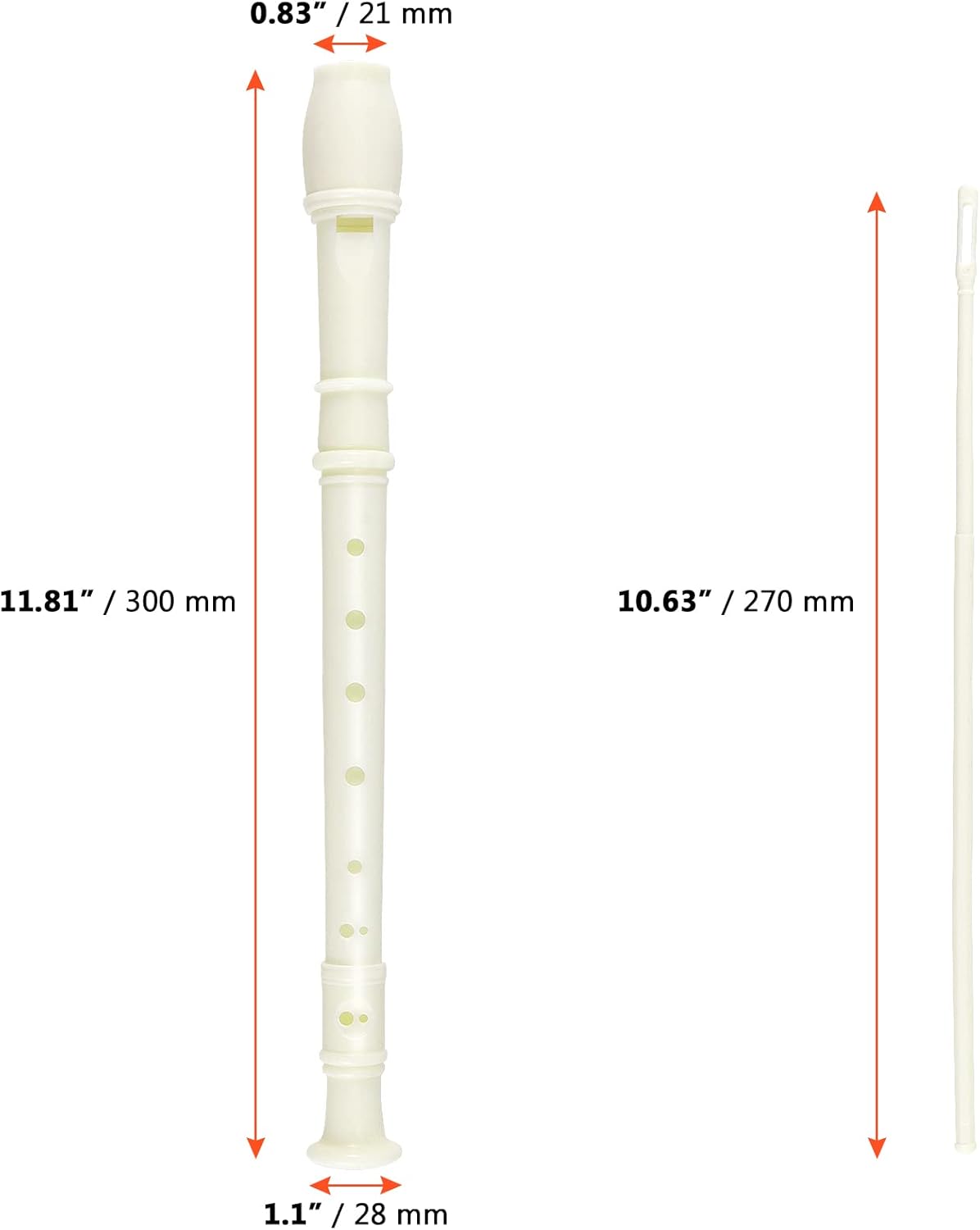 SINJEUN 20 Pack 8 Hole Soprano Recorders, Plastic Descant Flute German Style Recorder Instrument with Cleaning Rod for Beginners, Back to School Gift, White