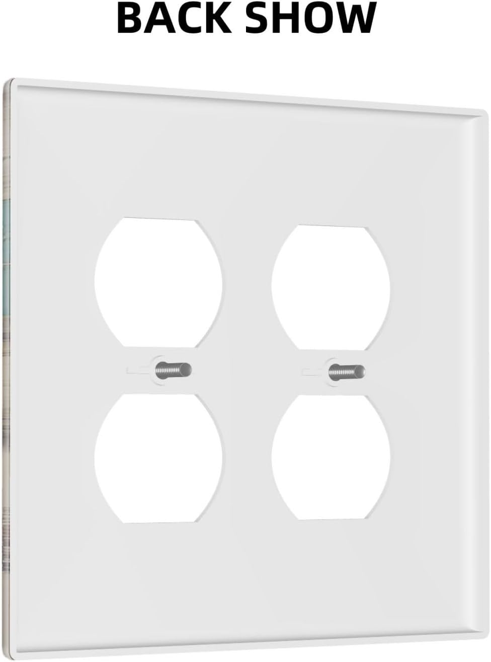 Outlet Covers Vintage Wood Brown Turquoise Splicing 2 Gang Double Duplex Decorative Light Switch Covers Electrical Wallplates Socket Faceplate For Farmhouse Cabin Decor