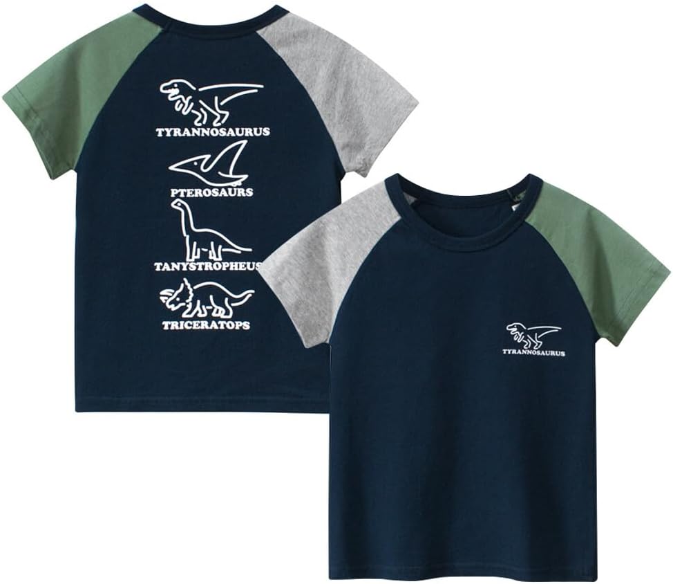 Boys' 4-Pack Excavator Short Sleeve Crewneck T-Shirts Top Tee Size 2-7 Years Toddler Boys' Value Pack Cotton T-Shirt