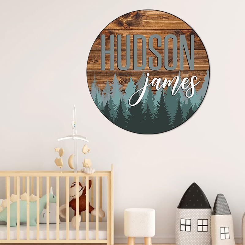 Personalized Wooden Name Sign, Round 3D Nursery Name Sign, Baby Name Sign, Wooden name signs for nursery, Woodland Forest nursery decor, Baby Shower, Name signs for kids room, Nursery art gift/12