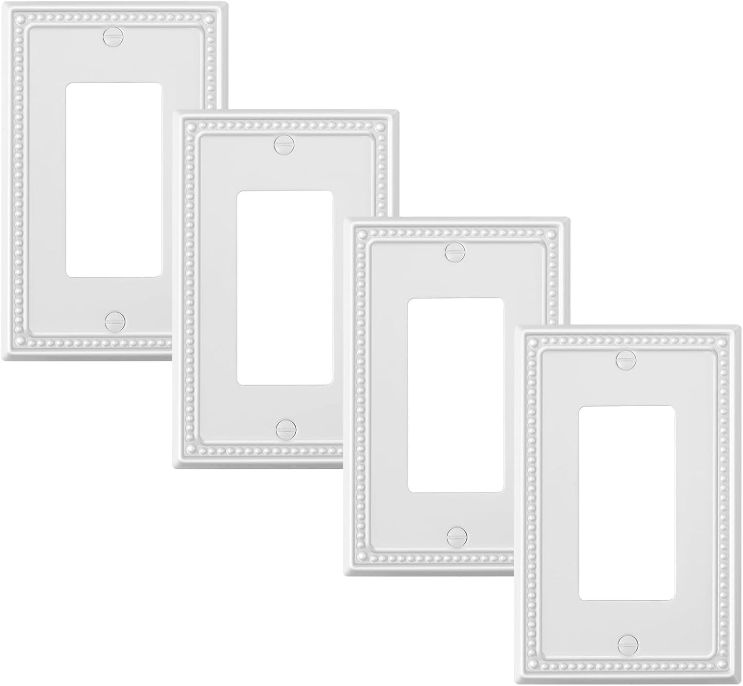 4-Pack Decorator Outlet Cover Plate, Decorative Switch Plates and Outlet Covers, Pure White Metal Wall Plates for Electrical Outlets, Receptacle, GFCI Outlet, Dimmer Switch
