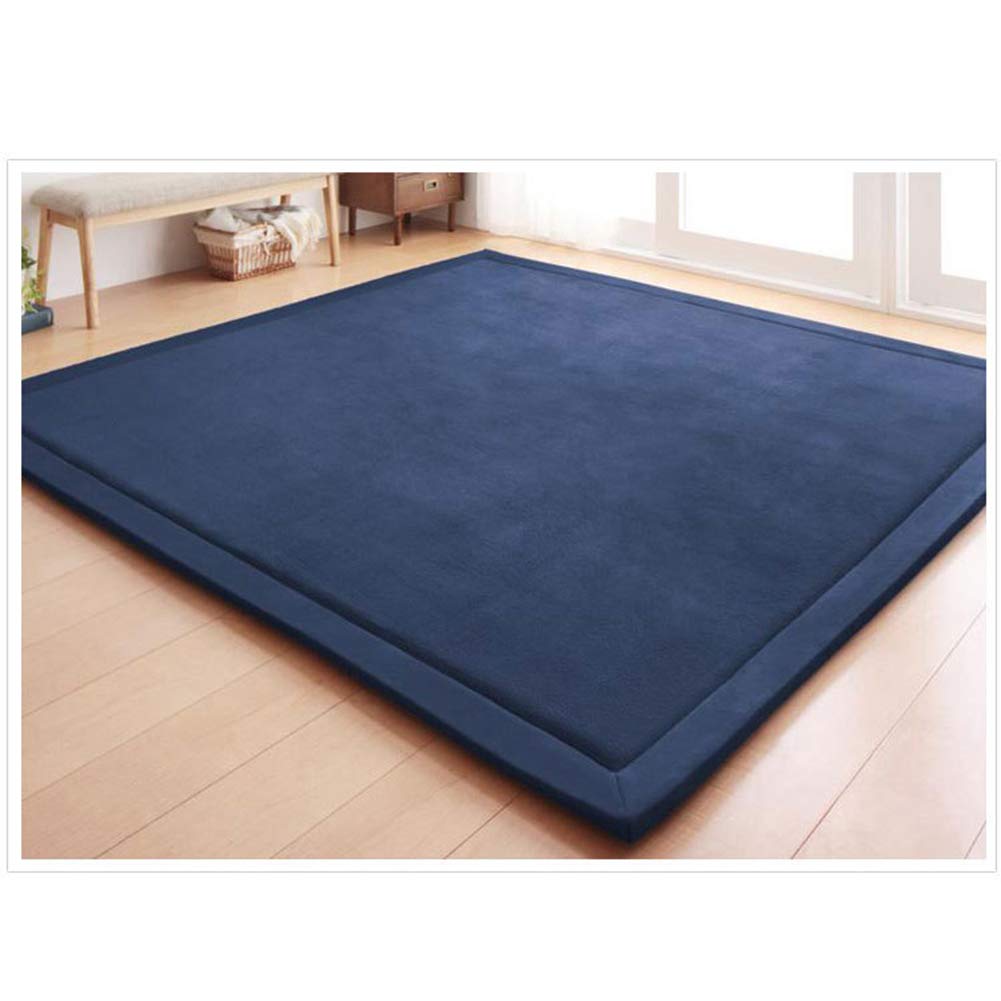 Loartee Nursery Rug Coral Velvet Crawling Rugs Mat Area Rugs Play Crawling Mat(6'8"x 6'8", Dark Blue) for Toddler Children Play Mat Yoga Mat Exercise Pads Carpet